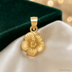 14k Satin Diamond-cut Hibiscus Flower Pendant - Lifestyle View