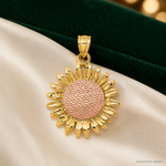14k Two-tone Polished Sunflower Pendant - Lifestyle View
