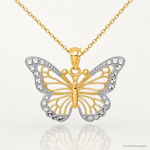 14k w/ Rhodium Diamond-cut Polished Open Butterfly Pendant - Lifestyle View