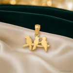 14k Polished Three Birds on a Branch Pendant - Lifestyle View