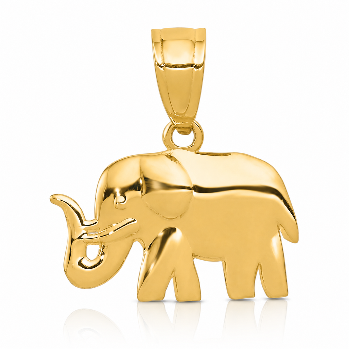 14k Polished Elephant Pendant - Lifestyle View