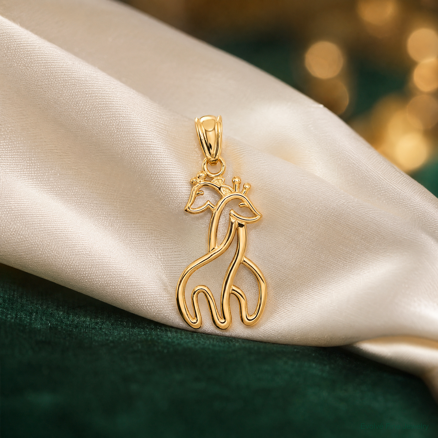 14K Polished Interlocking Giraffes Pendant - Lifestyle View