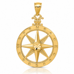 14k Diamond-cut Polished Compass Pendant - Lifestyle View