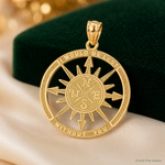 14K Satin / Polished Lost Without You Compass Pendant - Lifestyle View