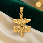 14k Diamond-cut RN Pendant - Lifestyle View