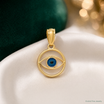14k Polished Enameled Eye Pendant - Lifestyle View