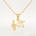 14k Polished Music Notes Pendant - Lifestyle View