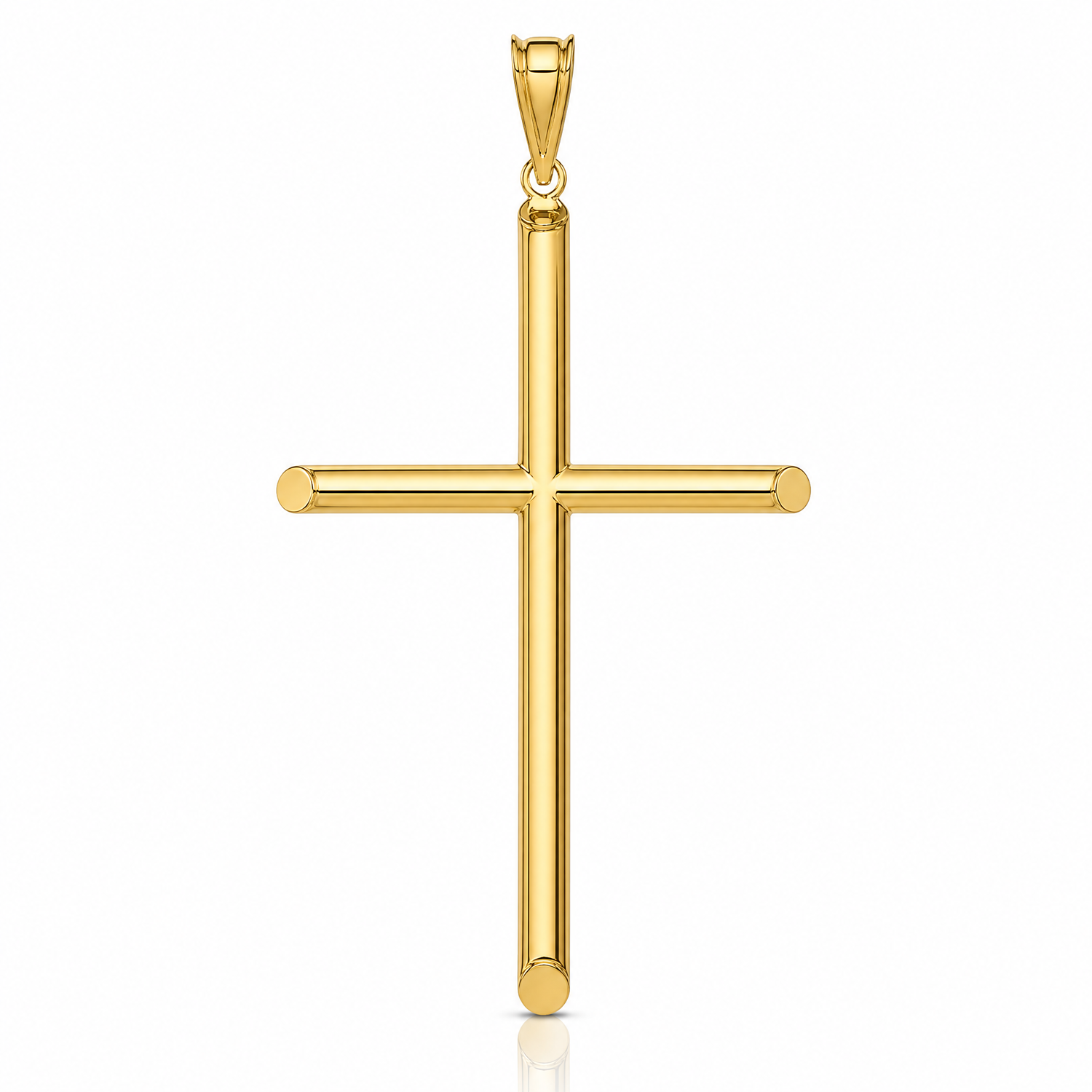 14k Polished Tube Cross Pendant - Lifestyle View