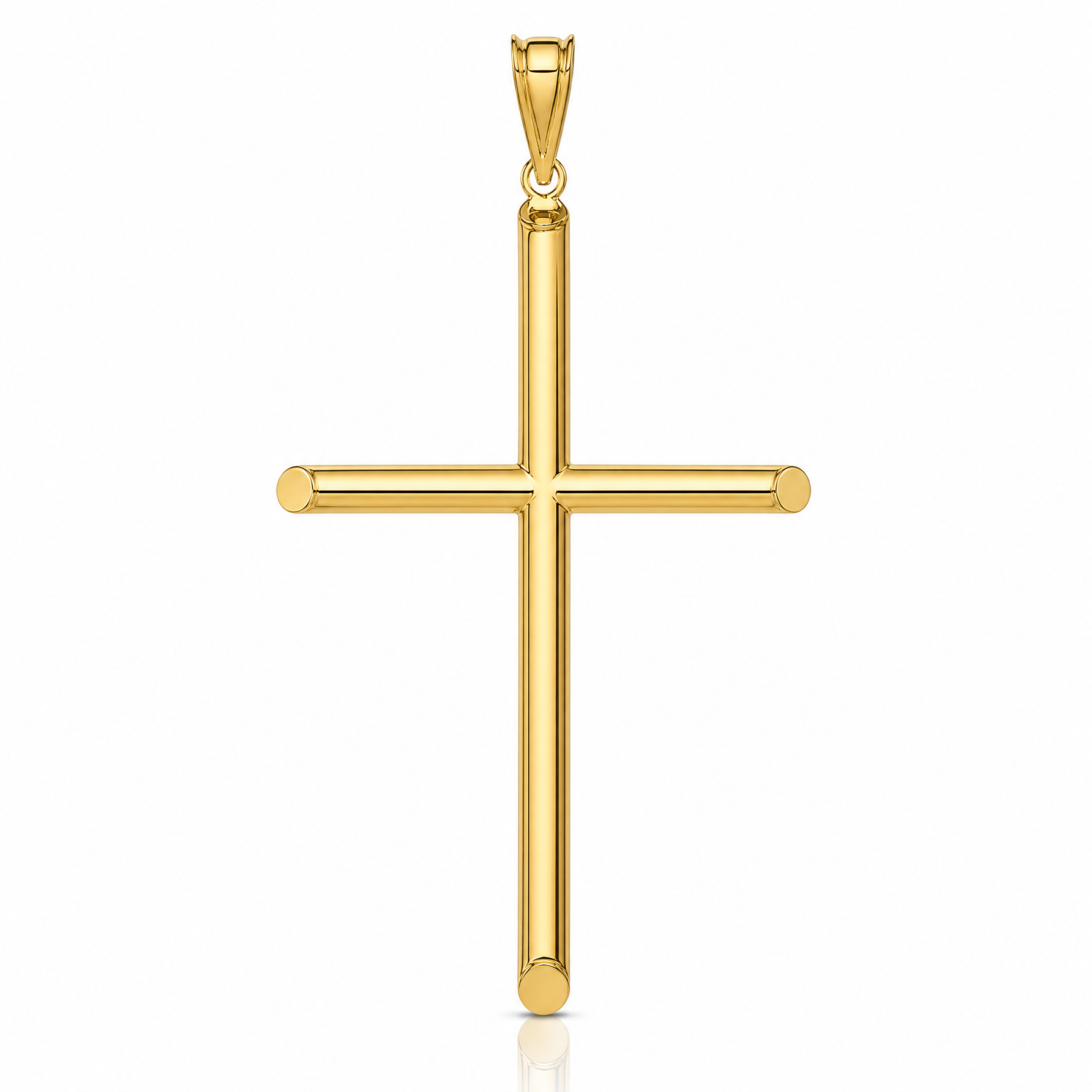 14k Polished Tube Cross Pendant - Lifestyle View