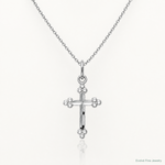 14k White Gold Polished D/C Small Budded Cross Charm - Lifestyle View