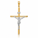 14k Two-Tone Polished Jesus Crucifix Pendant - Lifestyle View
