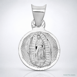 14k White Gold Our Lady of Guadalupe Semi-solid Round Pendant - Lifestyle View
