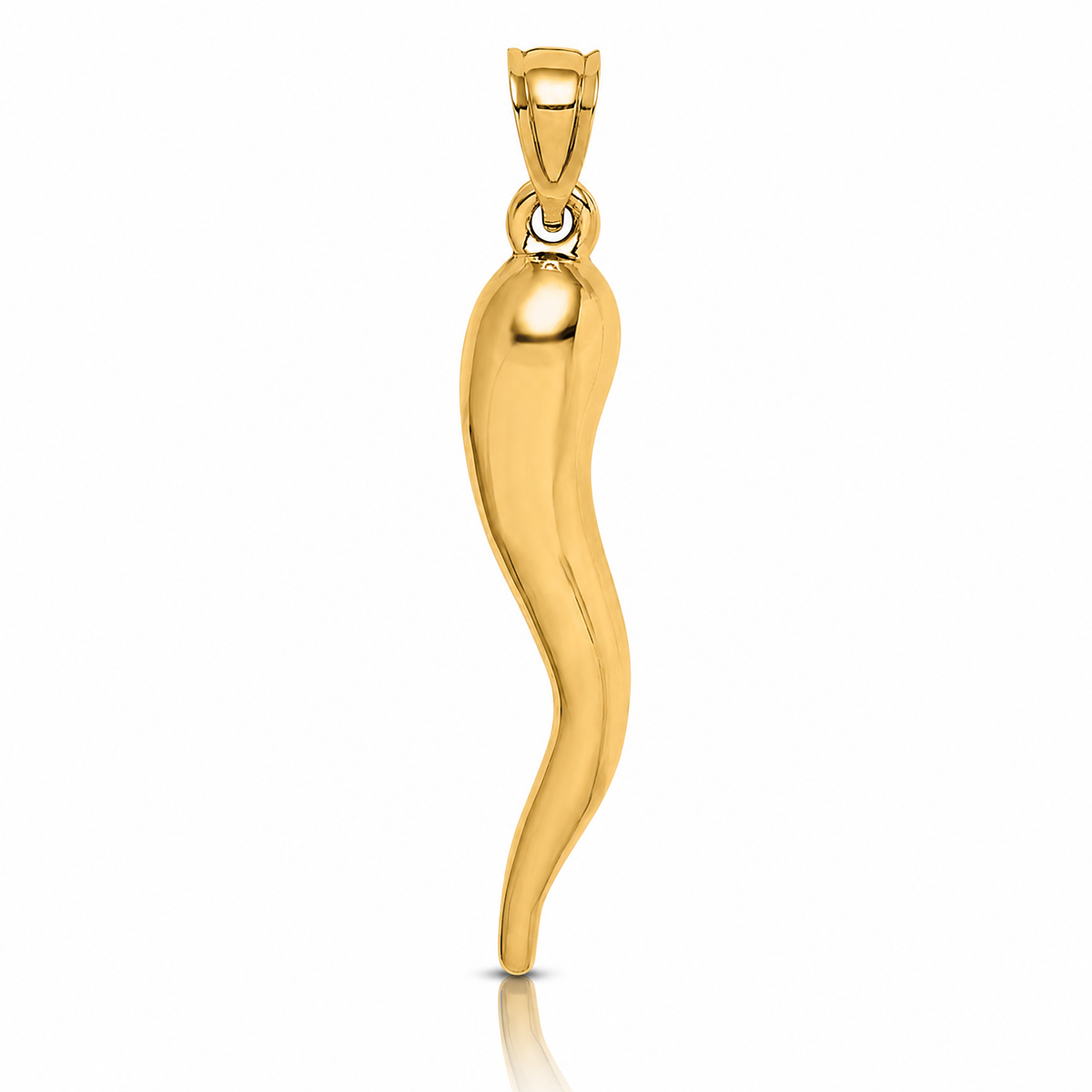 14k Hollow 3D Italian Horn Pendant - Lifestyle View