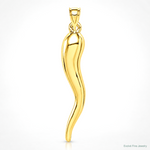 14k Hollow 3D Italian Horn Pendant - Lifestyle View