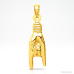 14K 3D Hollow Rock On Sign Charm - Lifestyle View