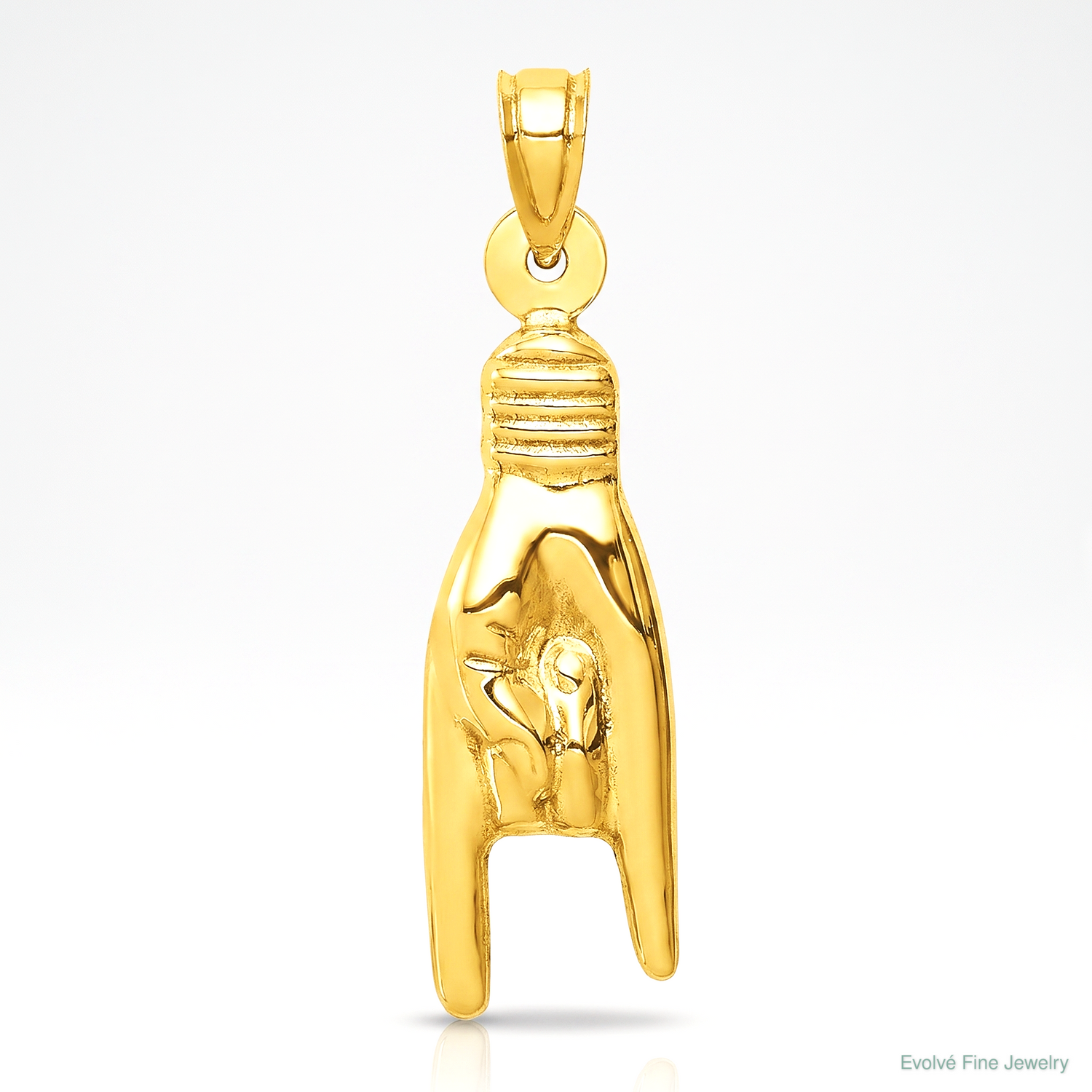 14K 3D Hollow Rock On Sign Charm - Lifestyle View