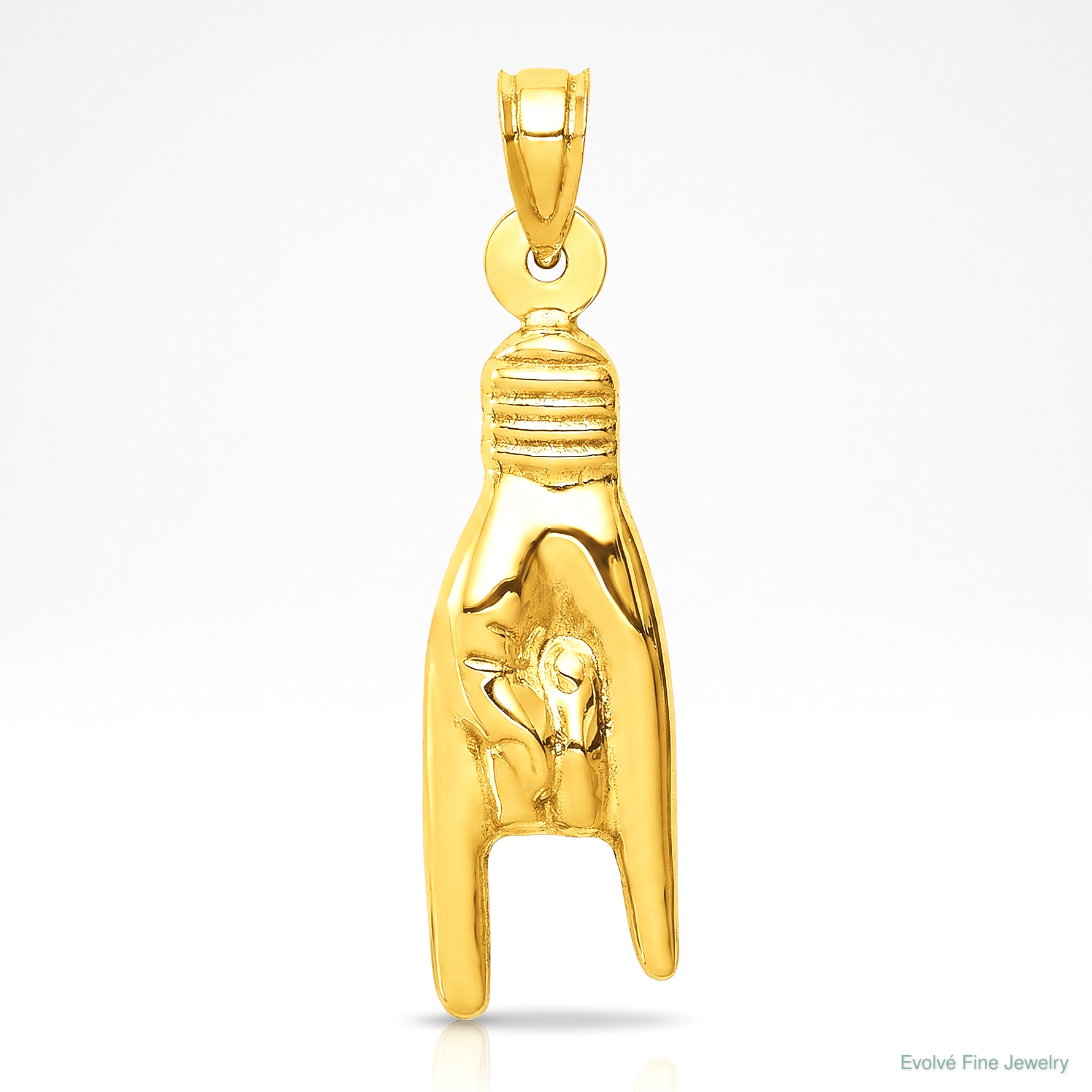 14K 3D Hollow Rock On Sign Charm - Lifestyle View