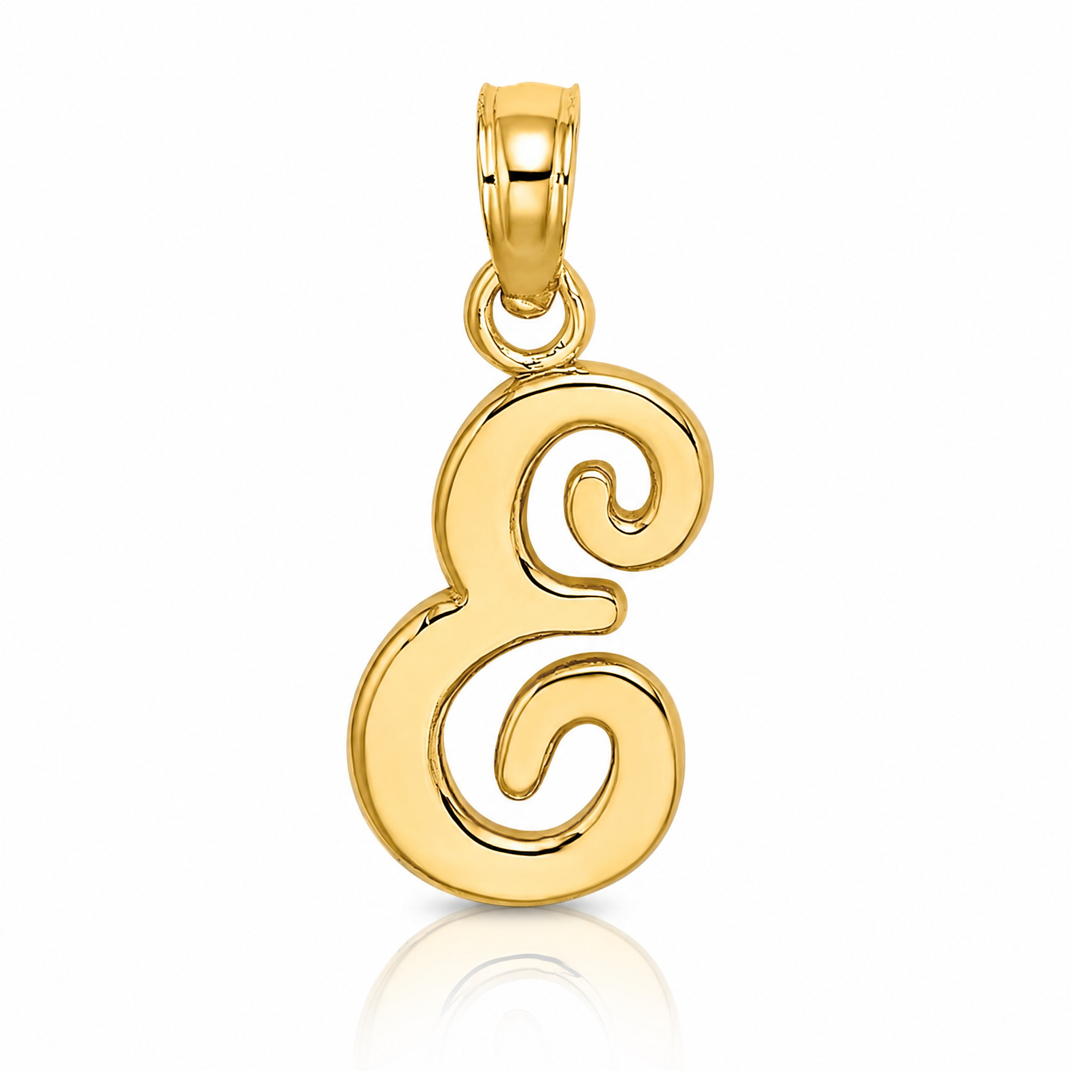 14KY Script Letter E Initial Pendant - Lifestyle View