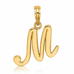 14KY Script Letter M Initial Pendant - Lifestyle View