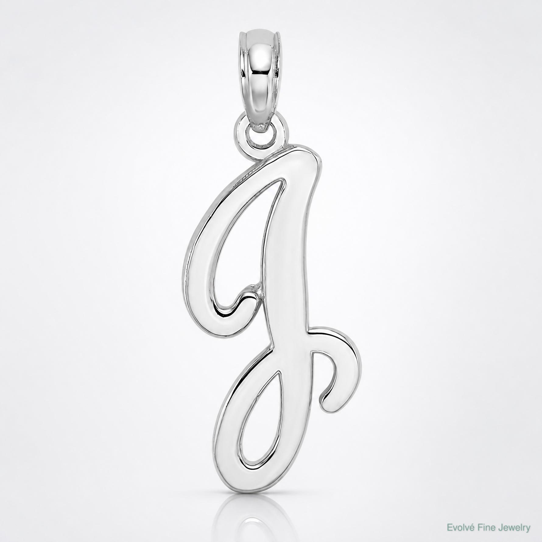 14KW White Gold Script Letter J Initial Pendant - Lifestyle View