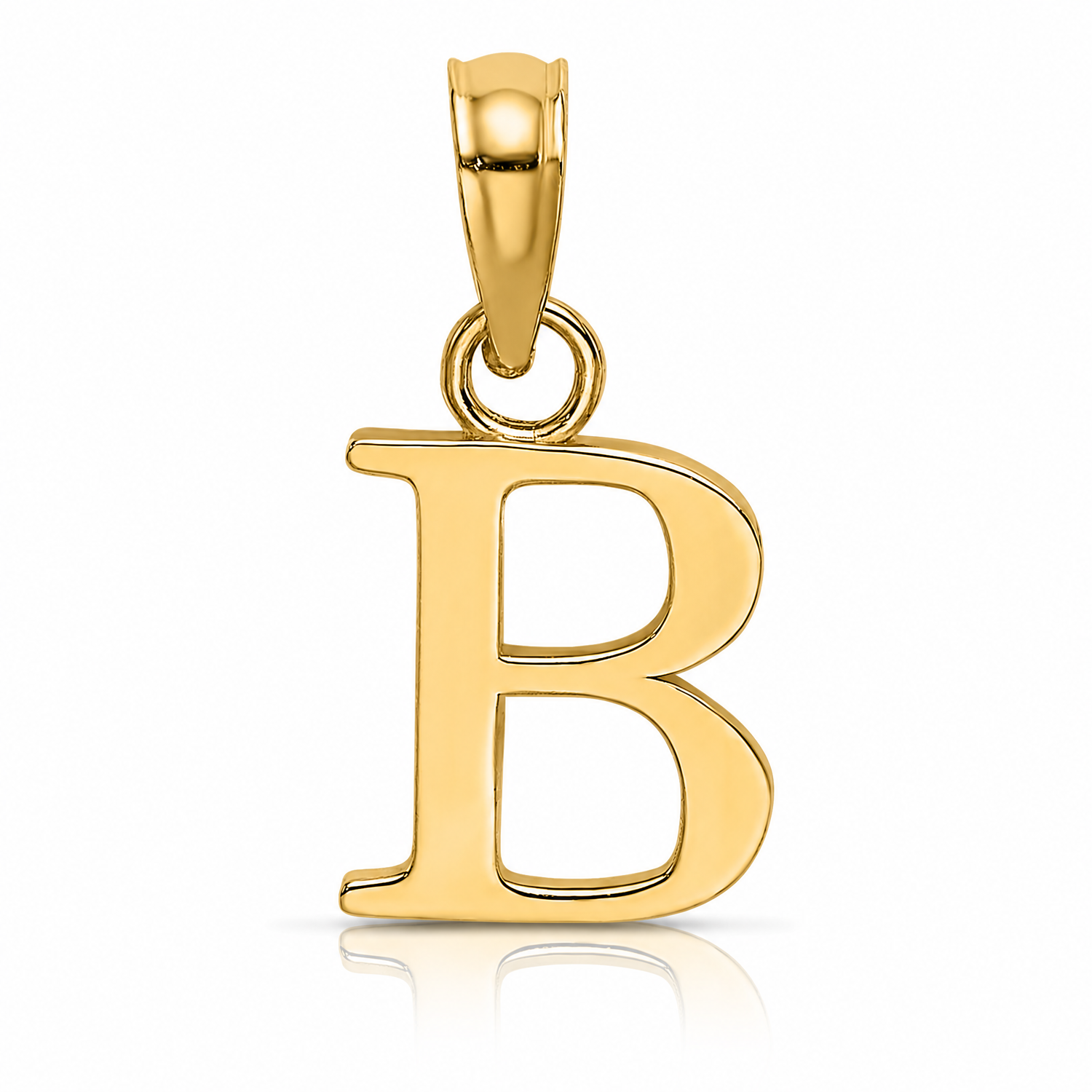14KY Polished Block Letter B Initial Pendant - Lifestyle View