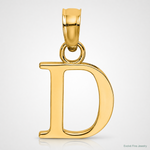 14KY Polished Block Letter D Initial Pendant - Lifestyle View