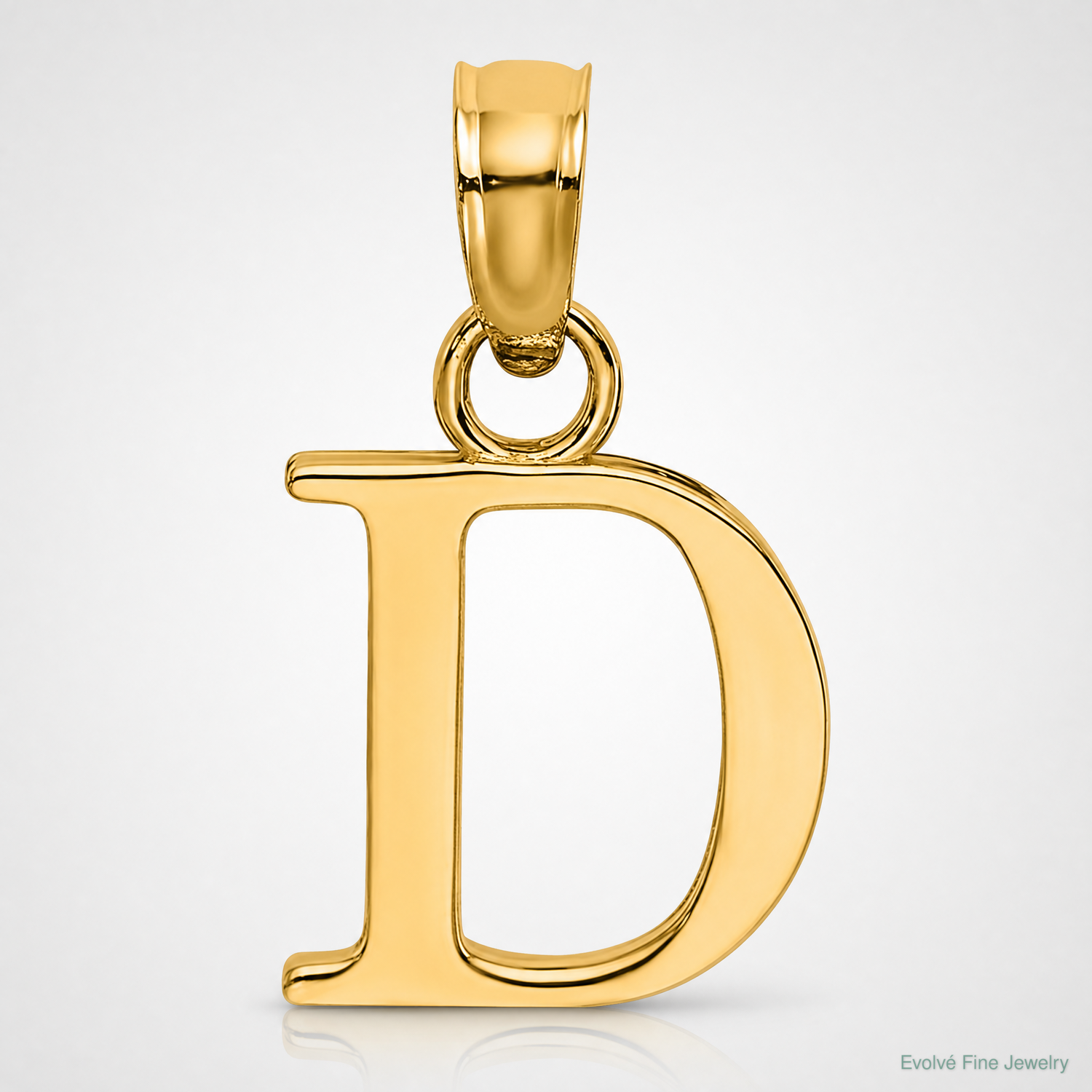 14KY Polished Block Letter D Initial Pendant - Lifestyle View