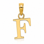 14K Polished Block Letter F Initial Pendant - Lifestyle View