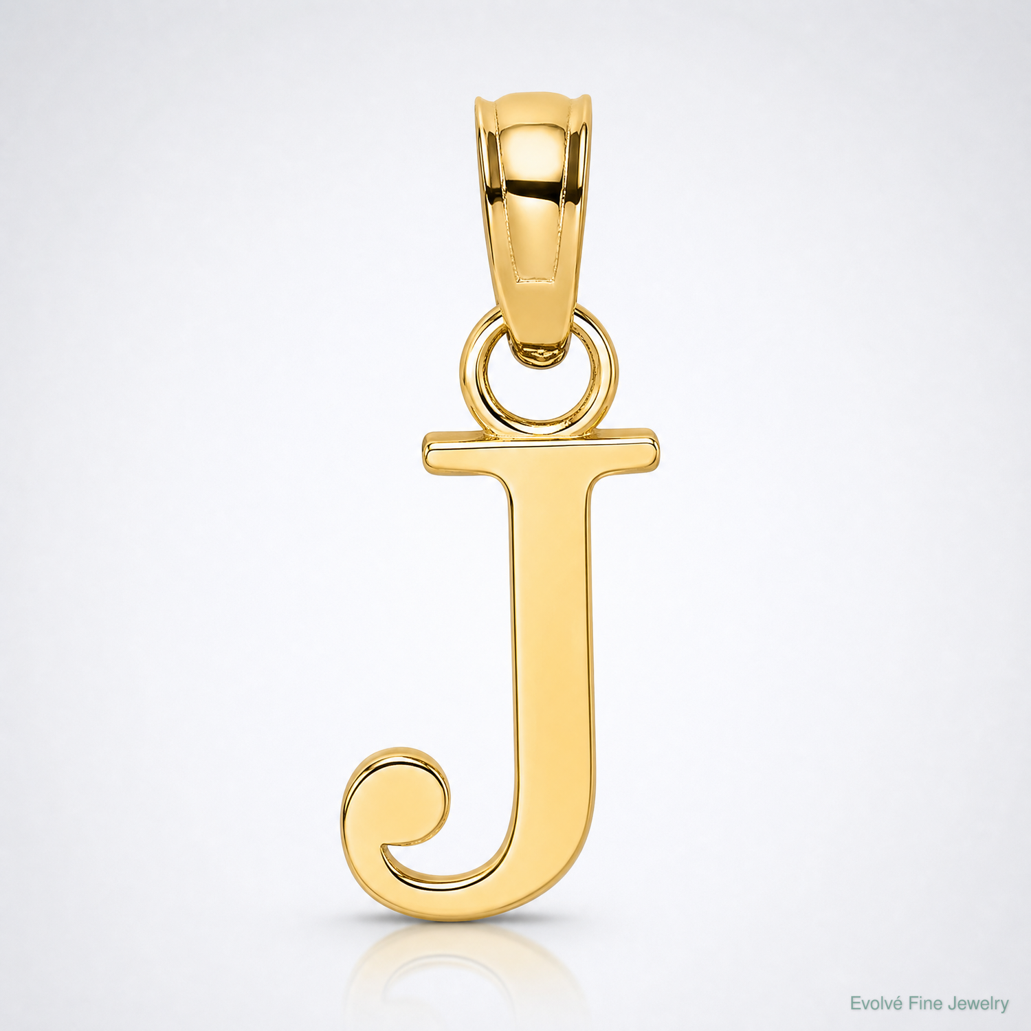 14K Polished Block Letter J Initial Pendant - Lifestyle View