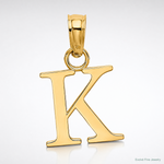 14K Polished Block Letter K Initial Pendant - Lifestyle View
