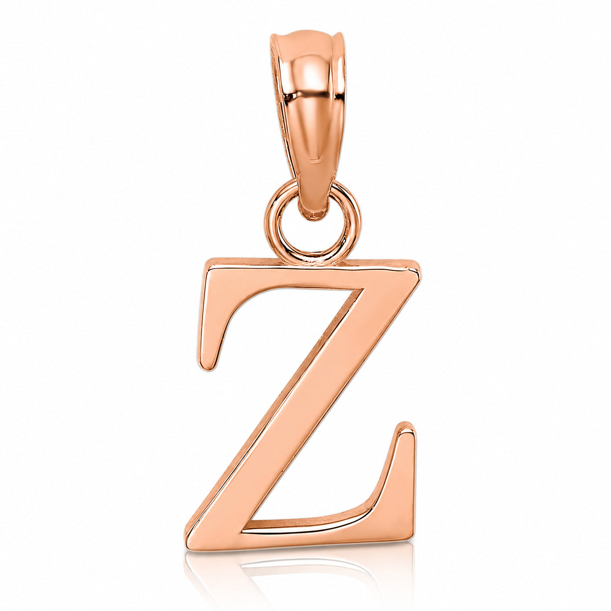 14K Rose Gold Polished Block Letter Z Initial Pendant - Lifestyle View