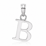 14KW Polished Block Letter B Initial Pendant - Lifestyle View