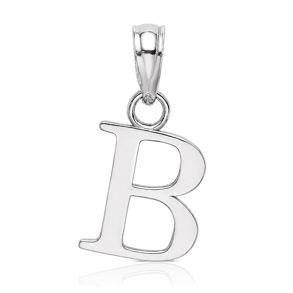14KW Polished Block Letter B Initial Pendant - Lifestyle View