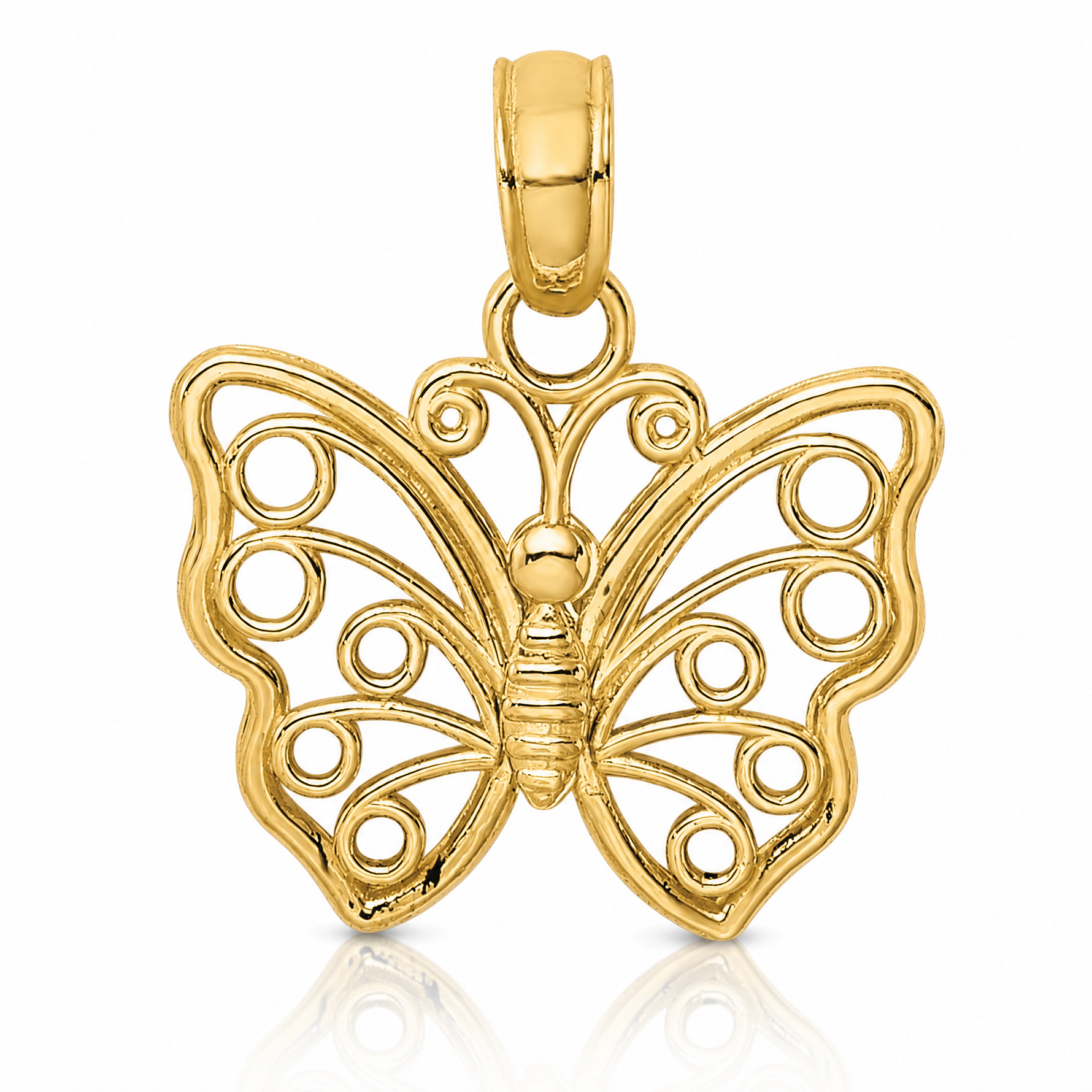 14K Cut-Out Small Butterfly Charm - Lifestyle View