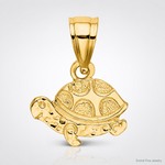 14K Flat and Engraved Mini Turtle Charm - Lifestyle View