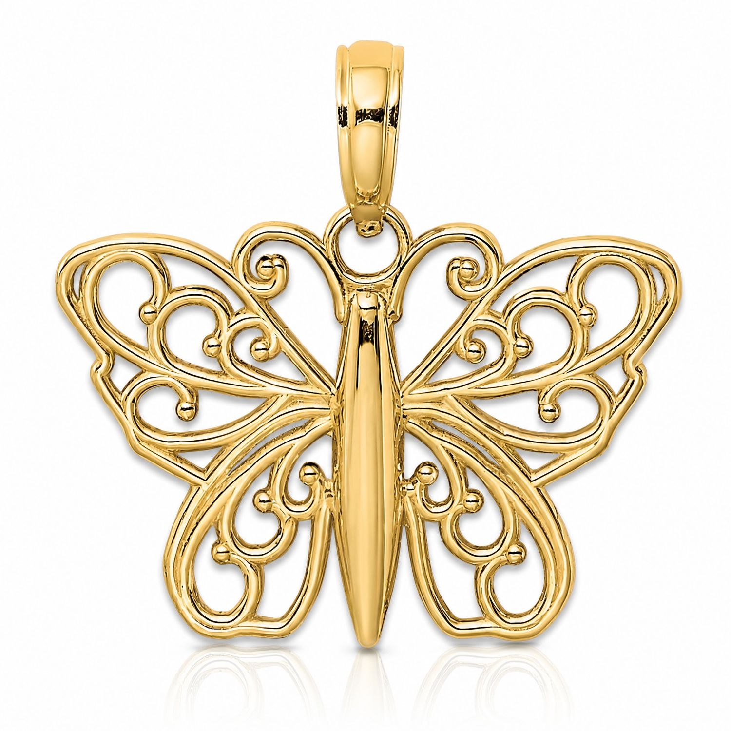 14K Filigree Butterfly Charm - Lifestyle View
