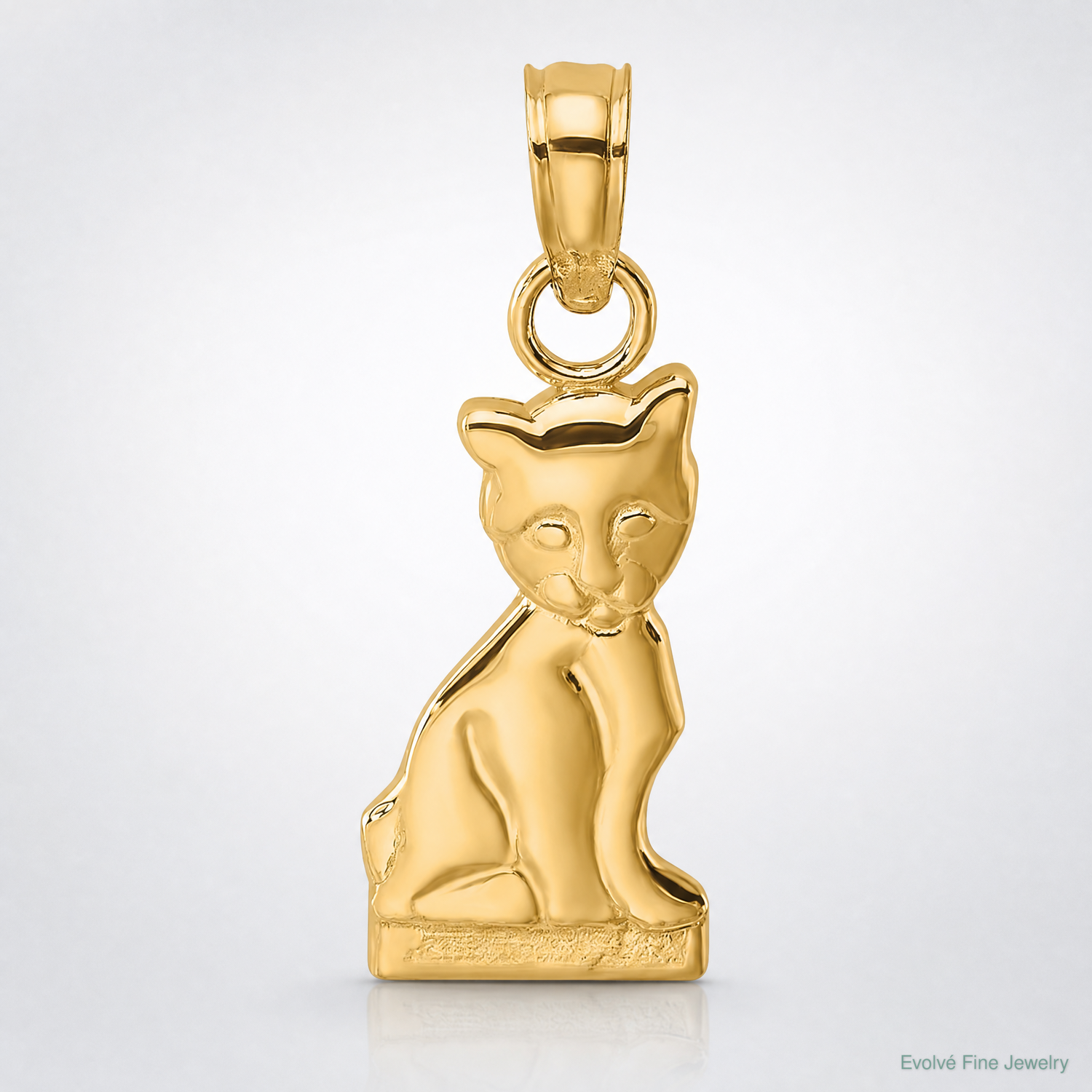 14K Mini Sitting Kitten Charm - Lifestyle View