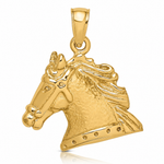 14K Textured Horse Head Charm - Lifestyle View