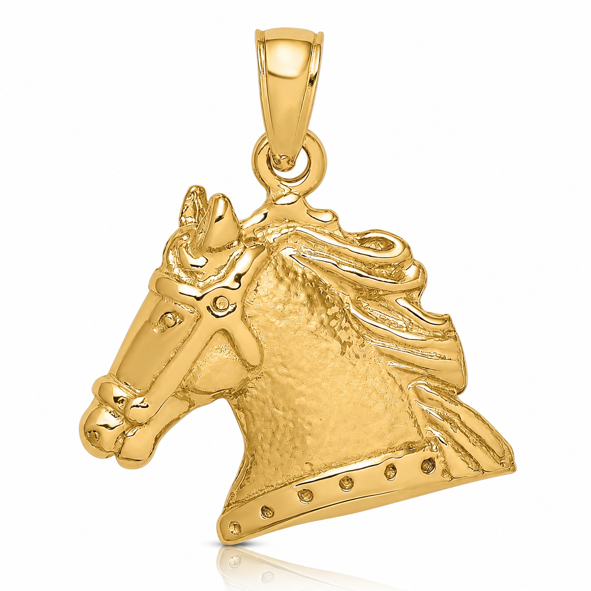 14K Textured Horse Head Charm - Lifestyle View