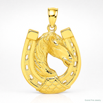 14K Polished and Engraved Horse Head In Shoe Charm - Lifestyle View