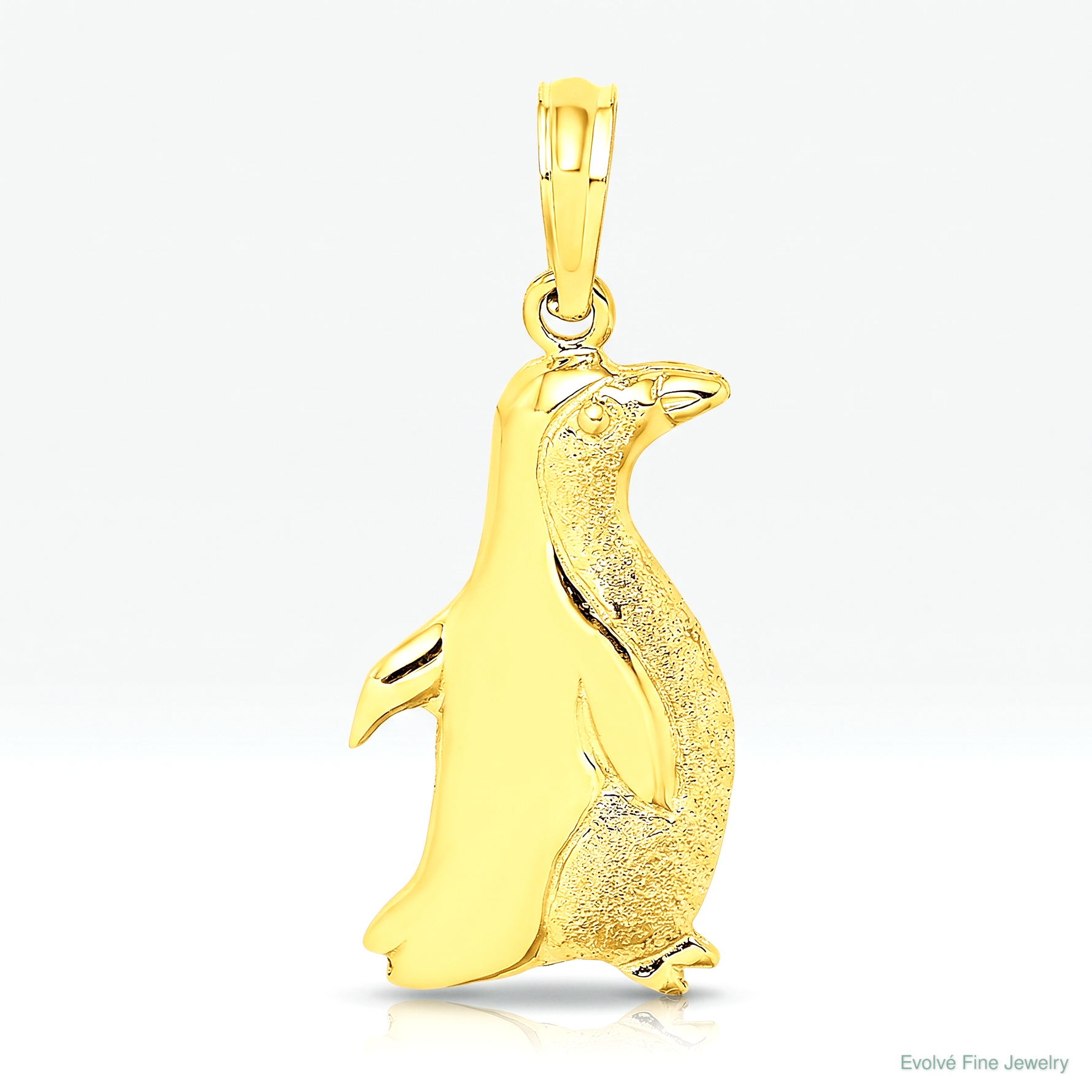 14K 2-D Polished and Textured Penguin Charm - Lifestyle View