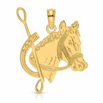 14K Textured Horse Head and Shoe Charm - Lifestyle View