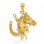 14K Horse Head w/ Shoe and Crop Charm - Lifestyle View