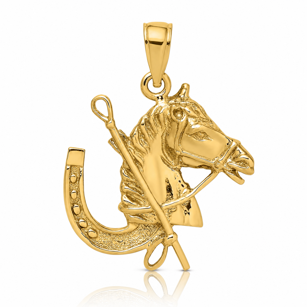 14K Horse Head w/ Shoe and Crop Charm - Lifestyle View