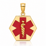 14K Enameled Textured Back Caduceus Medical Disc - Lifestyle View