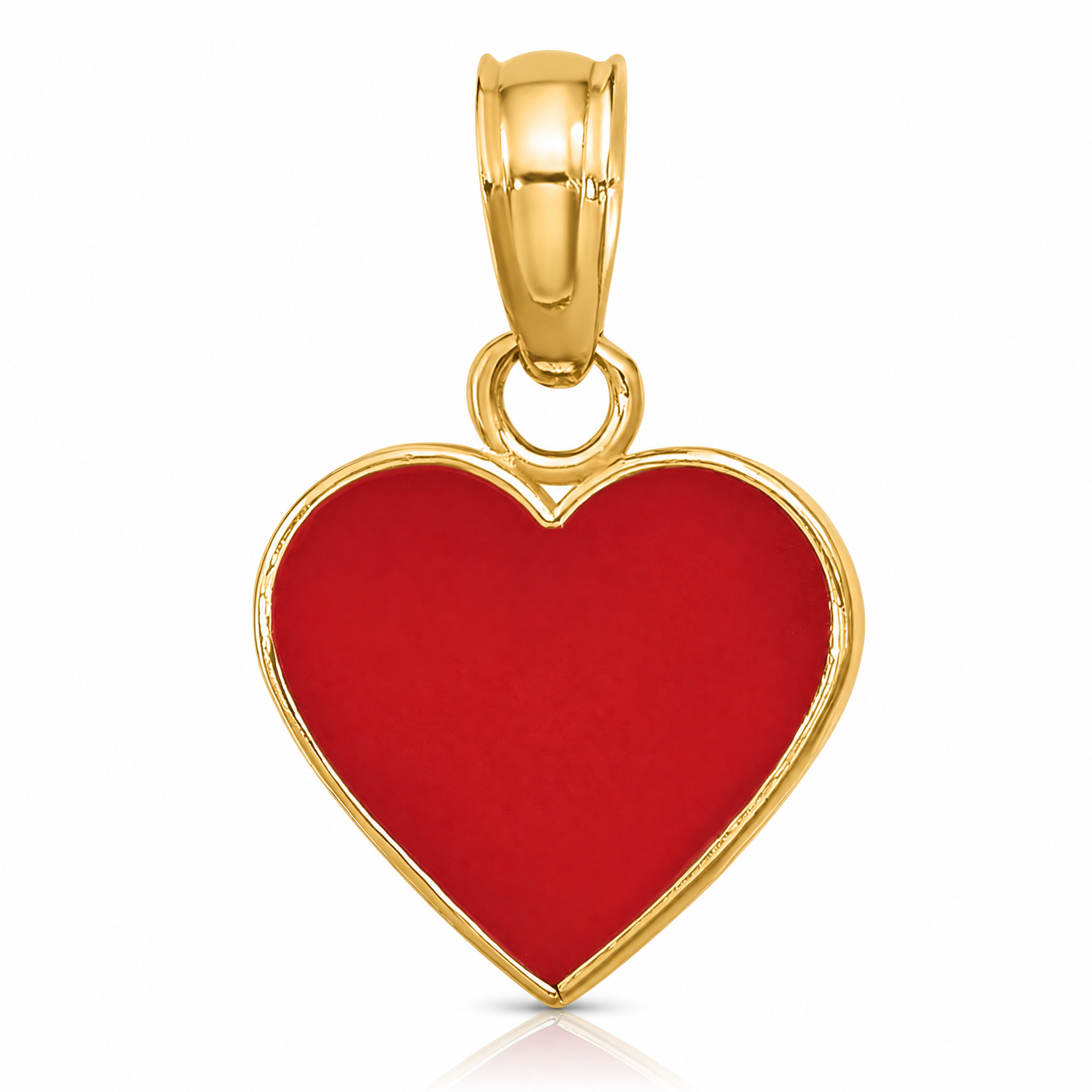 14K Polished Enameled Heart Pendant - Lifestyle View