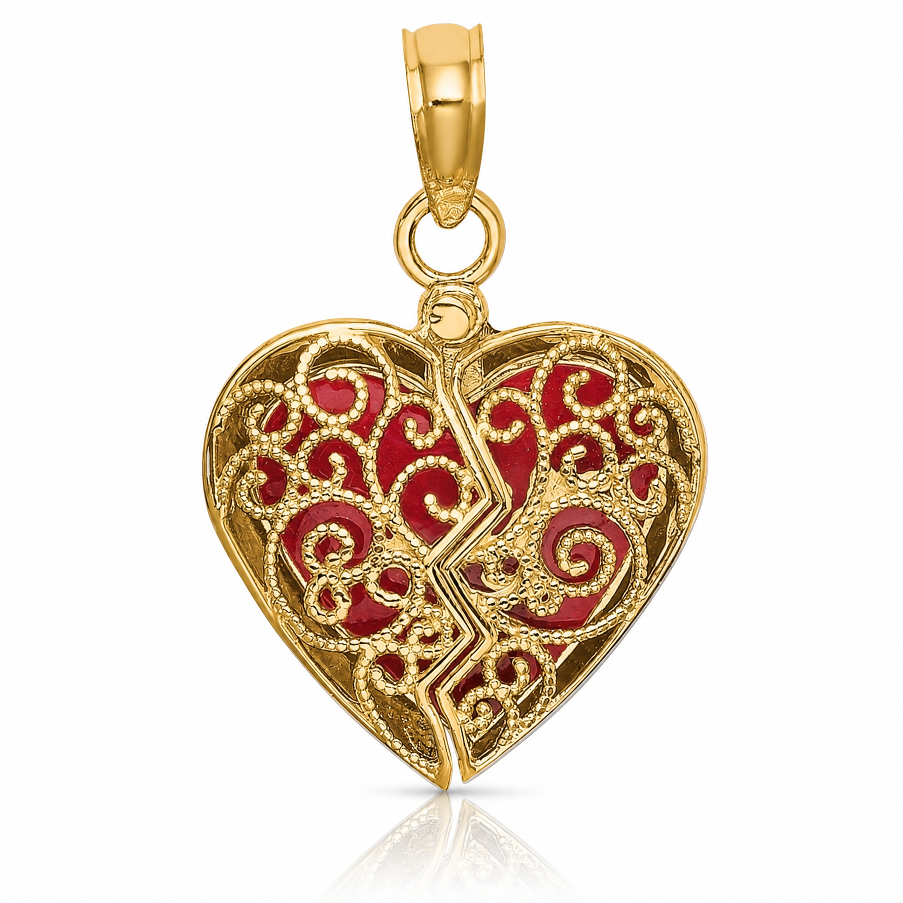 14K 3-D Reversible Heart Opens Charm - Lifestyle View