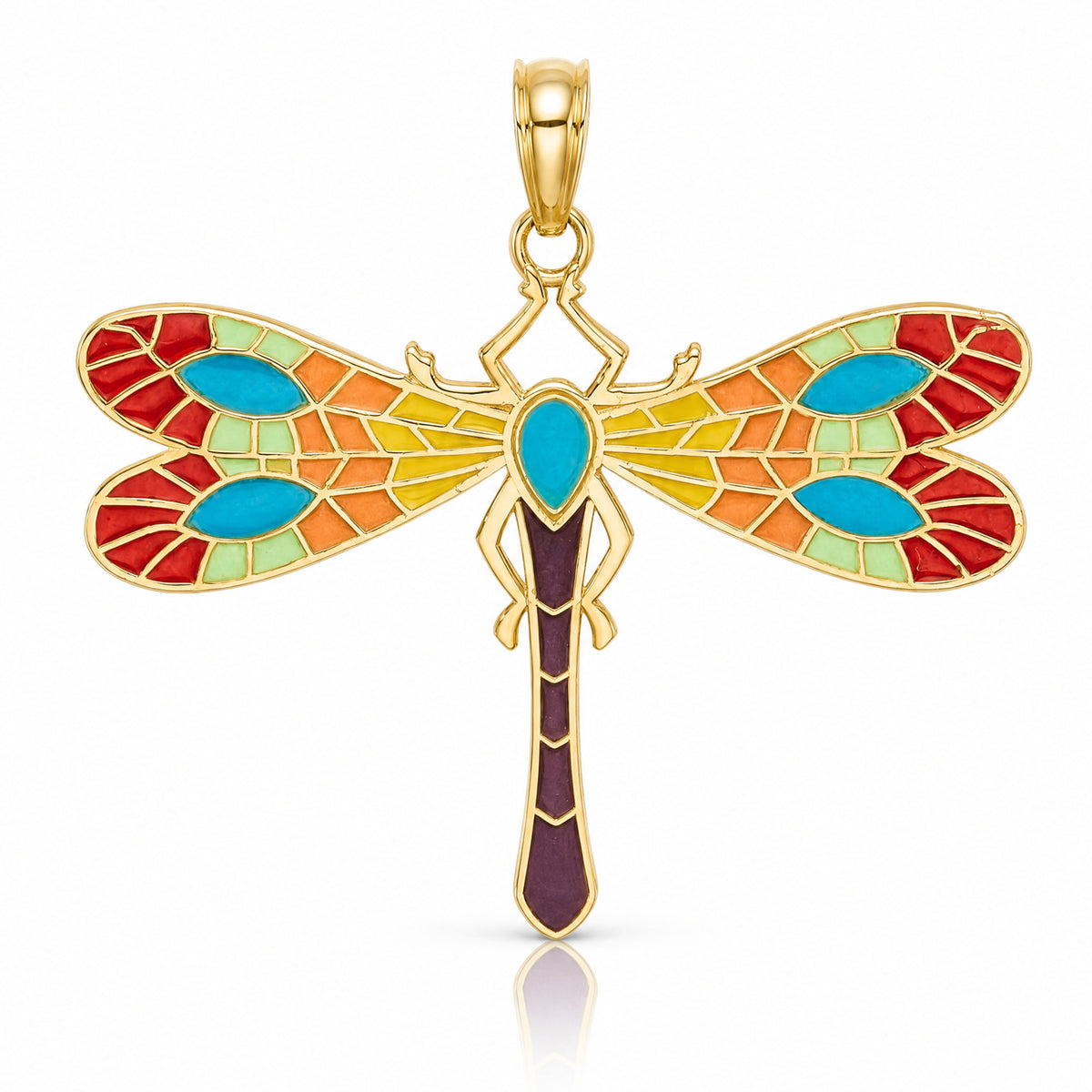 14K Multi Color Enamel Dragonfly Charm - Lifestyle View