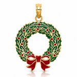 14K Enamel CHRISTMAS WREATH Charm - Lifestyle View