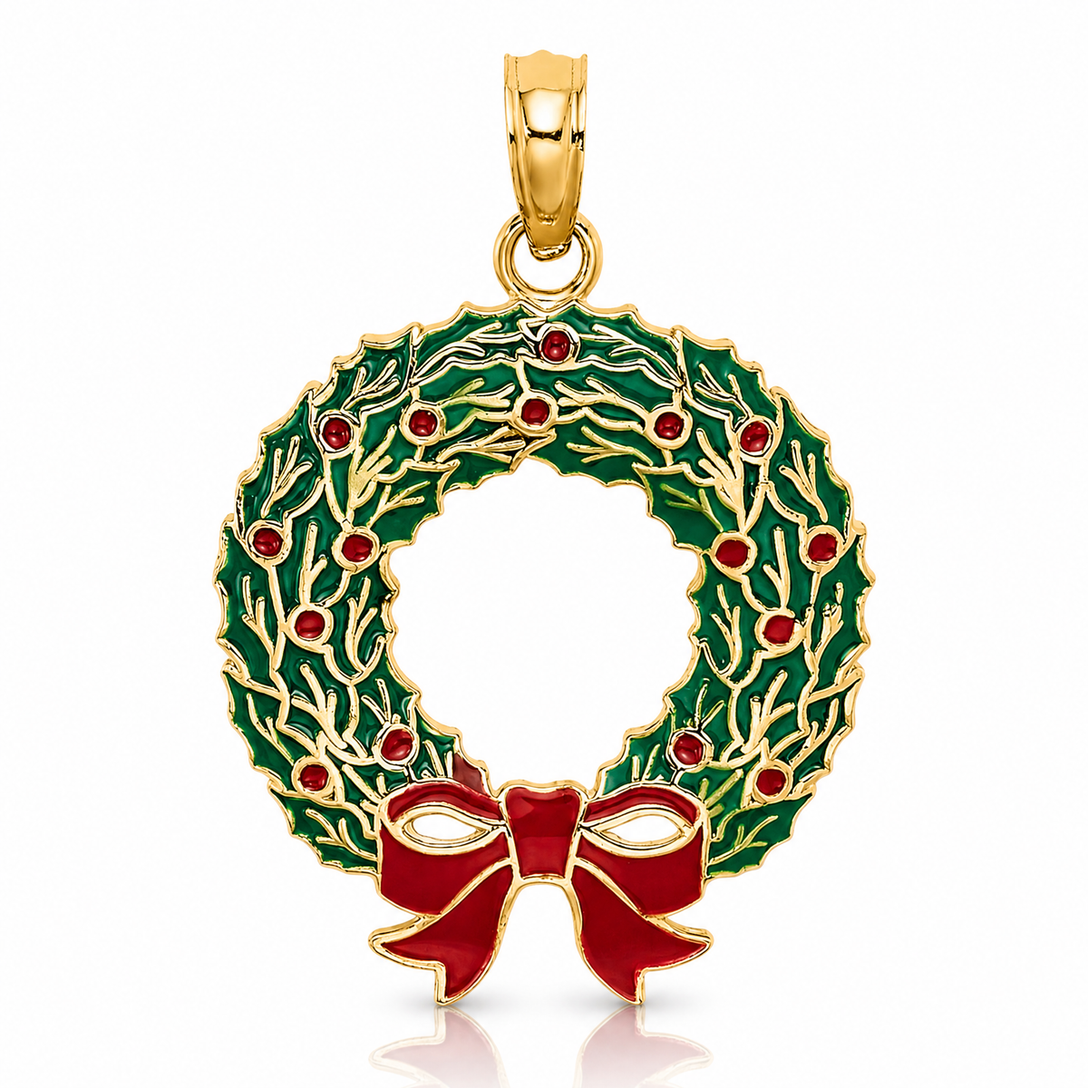 14K Enamel CHRISTMAS WREATH Charm - Lifestyle View
